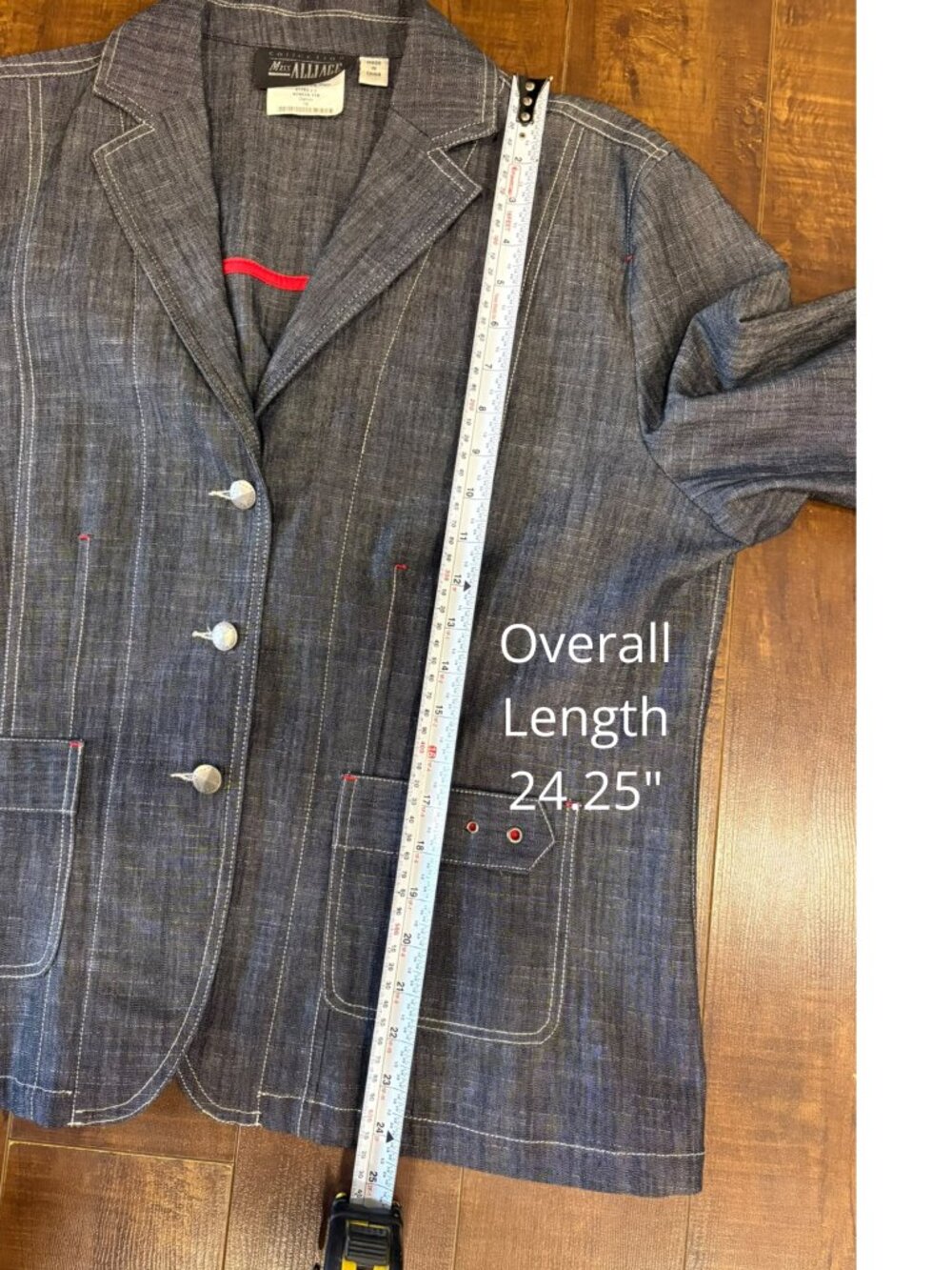 Collection Miss Alliage 2-Pc Denim Suit Set Blazer Wide Leg Pants size 18 - Picture 16 of 16